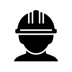 Hard Hat Helmet with Chin Strap Icon Minimalist Black Vector