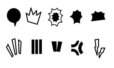 Set of comic style shapes and symbols