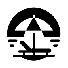 Beach Umbrella with Lounge Chair Icon Minimalist Black Vector