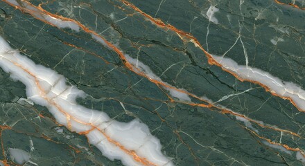 Luxury Green Marble Texture Background with Gold and White Veins