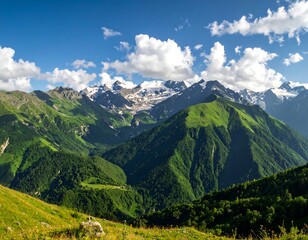 Fototapeta premium Mountain range with lush greenery