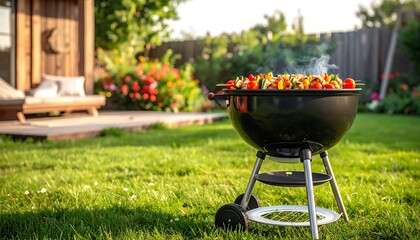 Backyard BBQ with vegetables