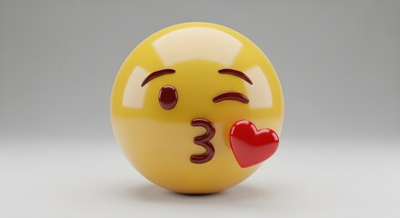 3D Rendered Kissing Face Emoji