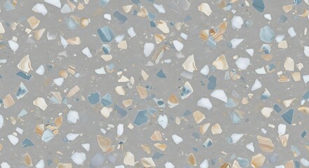 Modern Terrazzo Texture Background in Gray, Blue and Beige