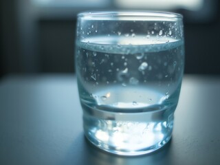 glass of water on blue background