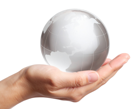globe in hand Isolate on transparent background PNG file   - Powered by Adobe