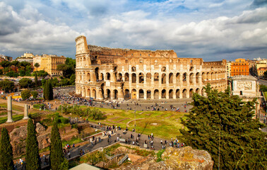 Colosseum, Rome, Italy. Colosseum is one of the main attractions of Rome. Amphitheatre in the centre of the city of Rome, Italy. Rome architecture and landmark.