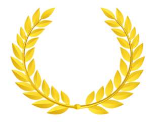 Golden Laurel Wreath on Transparent Background Symbolizing Victory, Achievement, and 