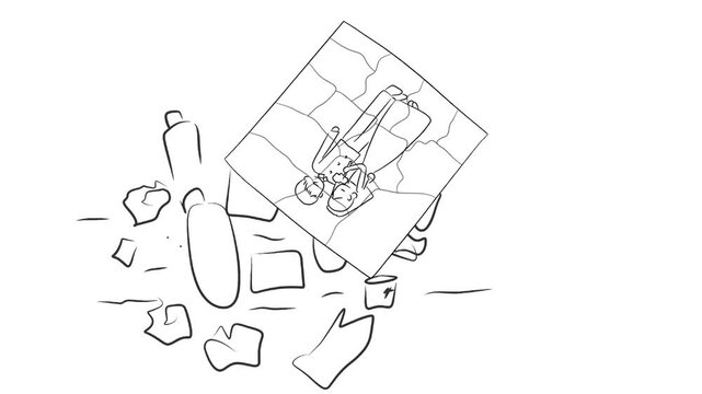 Cluttered Scene A Simple Line Drawing of a Figure Surrounded by Everyday Objects 