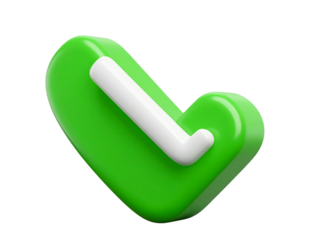 Green Checkmark Icon on Transparent Background - 3D Rendered Symbol of Approval and 