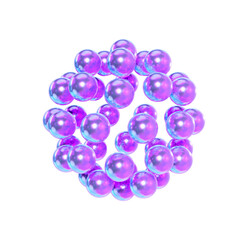 3D Molecular Structure Illustration with Glossy Purple Spheres in Spherical Formation
