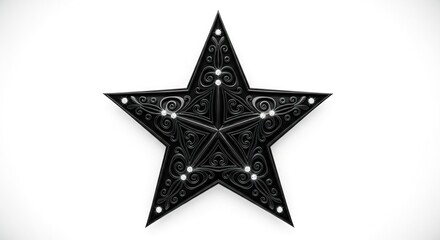 Obraz premium Black star ornament isolated on white