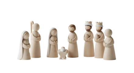 Nativity Scene: An ethereal nativity scene, carefully crafted with simple yet elegant figures, capturing the essence of the sacred birth of Jesus and the profound symbolism of the holy family.