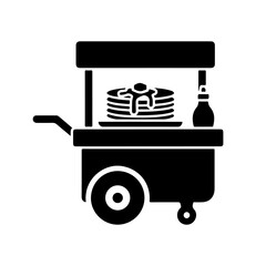 Minimalist Black Flat Vector Pancake Food Cart Icon Design