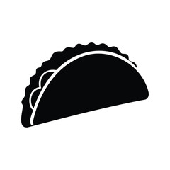 Simple graphic representation of an empanada with detailed crimped edges, taco with salsa silhouette vector illustration