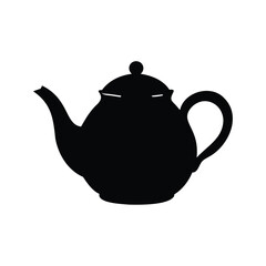 Elegant black silhouette of a teapot perfect for tea time enjoyment, teapot silhouette vector illustration