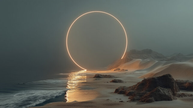 A large circle is in the middle of a beach