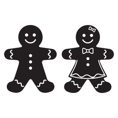 Gingerbread Man and Woman Silhouette Icon Illustration