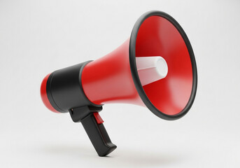 Red and black megaphone isolated on white background
