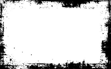 Distressed and grunge black frame. Rough frame overlay pattern. Vector