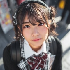 カメラ目線の女子高生