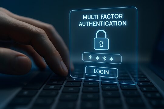 Multi-Factor Authentication (MFA) Login Interface on Laptop - Powered by Adobe