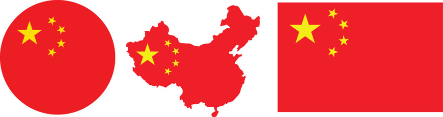 China flag map button round PNG