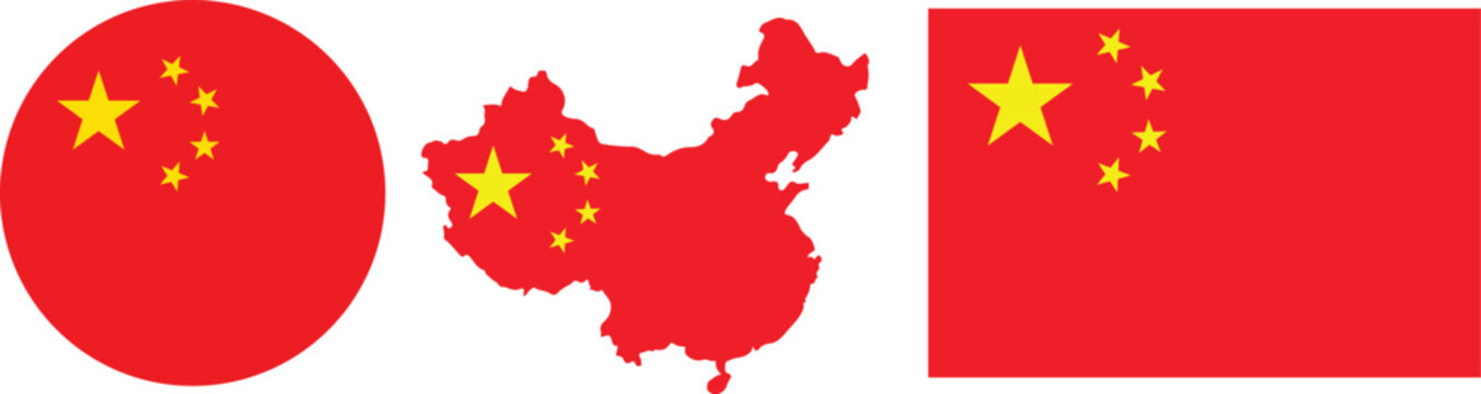 China flag map button round PNG