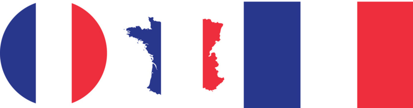 France flag, map, button, round, transparent PNG vector illustration