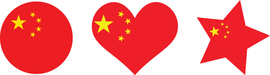 China flag heart star love button round PNG