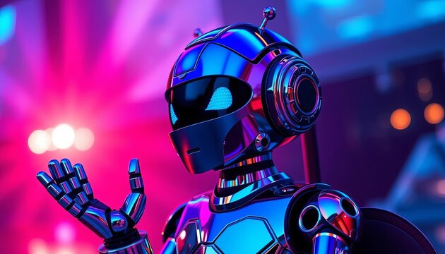 Chrome android robot in lotus pose, serene expression,  cyborg,  tranquility