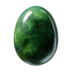 Polished Green Jadeite Gemstone Egg, Isolated on a Transparent Background for Spiritual Healing and Luxury Jewelry.