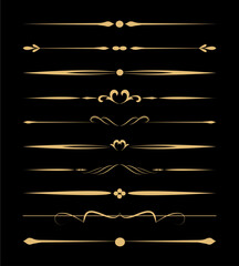 elegant golden page dividers and calligraphic elements set