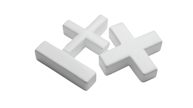 Two White Plus Signs Isolated