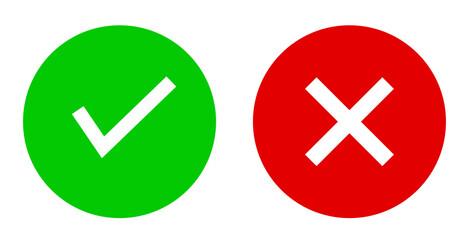 Check mark and cross mark. Yes and no icon