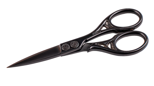 Ornate Black Scissors on Black Background