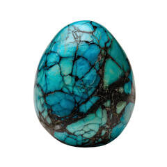 Polished Turquoise Gemstone with Unique Black Matrix, a Natural Blue Crystal for Jewelry Making and Spiritual Healing.