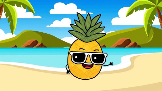 Cute pineapple with sunglasses