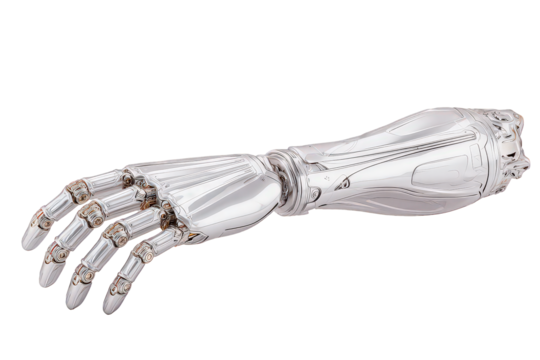 Detailed Robotic Arm 3D Render on Transparent Background