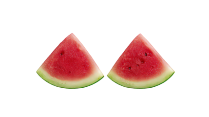 Two Sparkling Watermelon Triangles Against Black Background