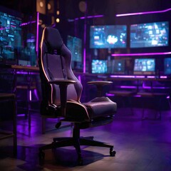 Black Gaming Chair with Pink Accents in Computer Room