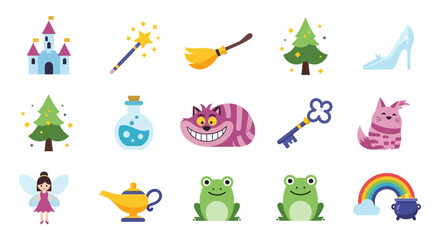 Obraz premium Fairytale and Fantasy Cartoon Icons Set.