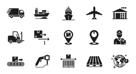 Logistics and Delivery Icons Set for Business.