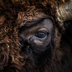 Close-up of a bison's eye