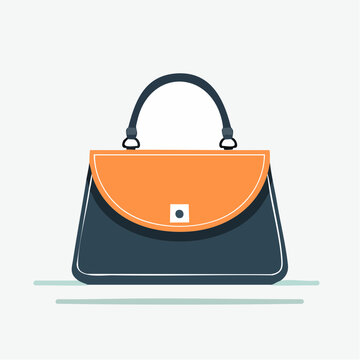 Joli sac &agrave; main f&eacute;minin, bicolore, en cuir bleu et marron clair, luxe, mode, maroquinerie, isol&eacute; sur fond clair 