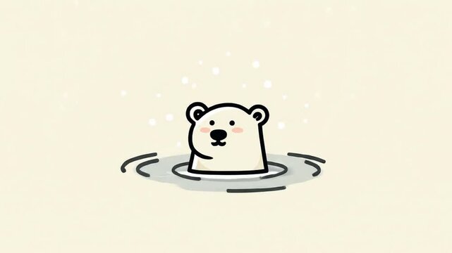 Cute polar bear in water