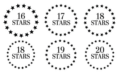Obraz premium Round Stars Formation Vector Pack, Geometric Circle Star Arrangements 16–20