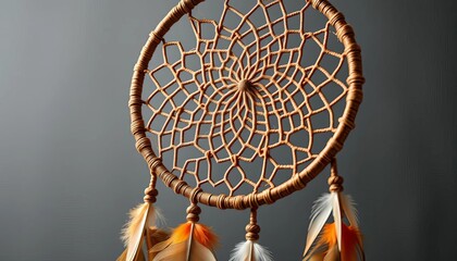 Intricate woven dreamcatcher with feathers and beads, boho chic style,  craft,  hippie