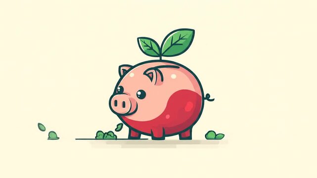Cute piggy bank with sprout