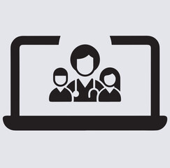 family telehealth silhouette vector art illustration, social network icon on internet button